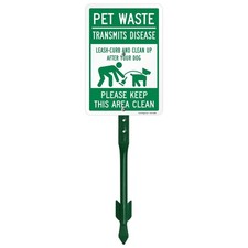 Clean Up After Your Dog Yard Sign with Stake 7x10 inch 40 mil Aluminum