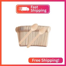 100 Pack Bamboo Spoons Disposable - 6.3 Inch Wooden Spoons Bulk for Parties, Wed