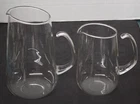 2 Vintage Corning Pyrex 2 QT & 1 QT Glass Pitcher MCM Open Handle Both Excellent