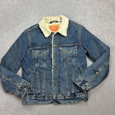 Levis Jeansjacke Damen X Small Blau Sherpa Gefüttert Red Tab Trucker Fleece...