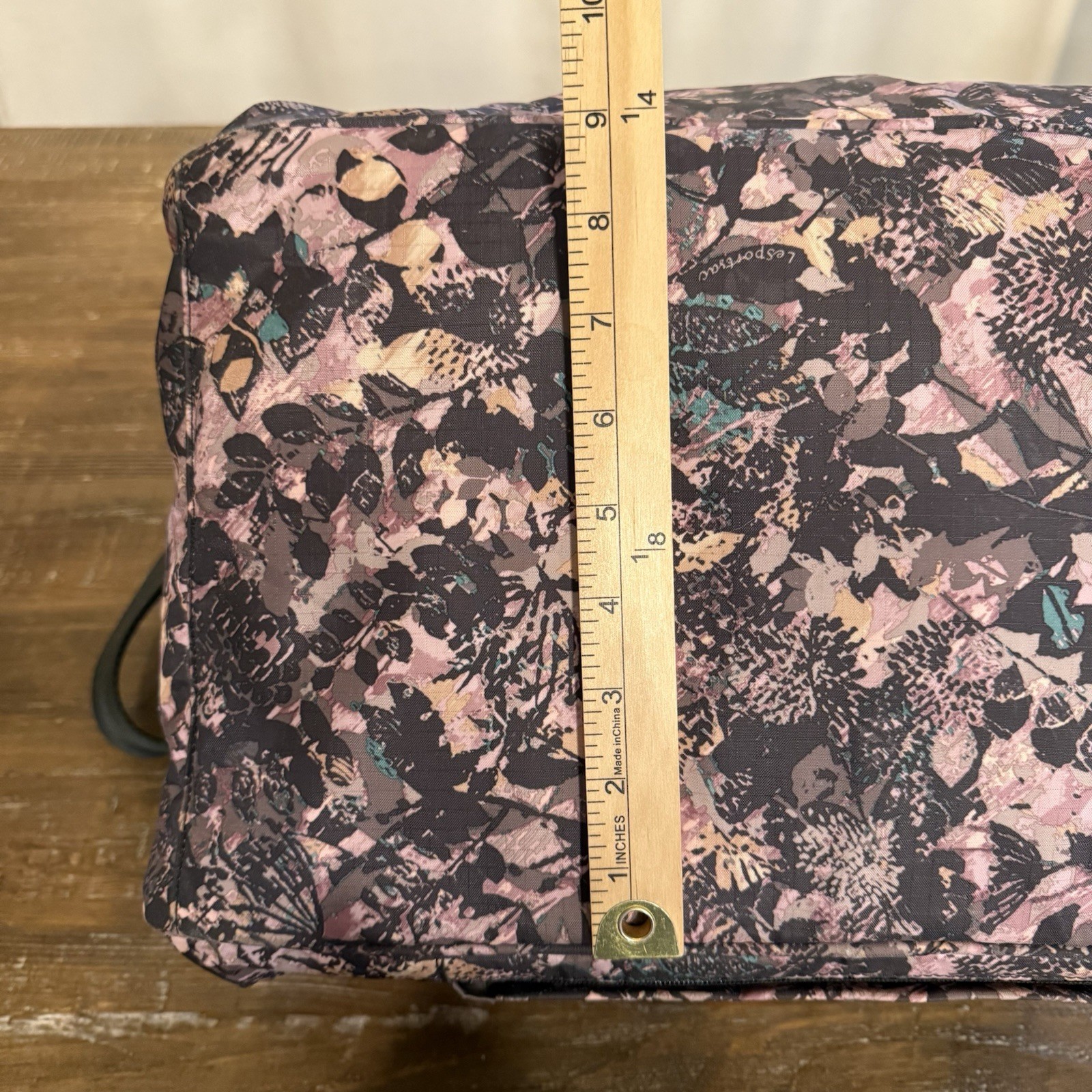 LeSportsac Duffle Bag Pink Black Floral Large Weekender Overnight Travel Tote