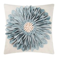 Handmade Throw Pillow Covers 18x18 Inch Blue 3D Blue-dusty Blue beige Canvas