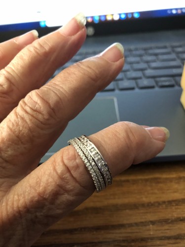 Simple 3 Ring Rhodium over Sterling Bands - Picture 3 of 4
