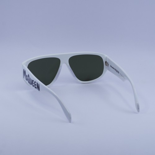 Gafas de sol Alexander McQueen AM0386S 003 blancas/verdes 99-1-145 nuevas auténticas - Imagen 5 de 6