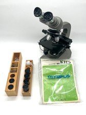 OLYMPUS MODEL KHS Binocular Microscope Optical Microscope with Wooden Case Olymp
