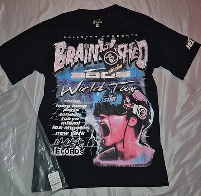 HELLSTAR Brainwashed World Tour Men's Black Graphic Logo Crew Neck Tee Size L