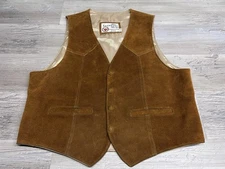 Vintage Sears Men's The Leather Shop Suede Vest Size 42 Western Horse Lined 70s