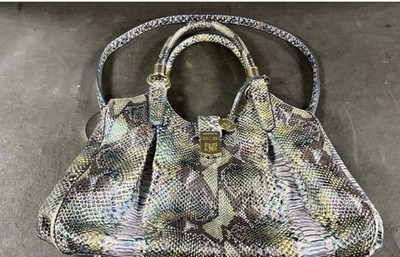 Brahmin Elisa Moonstone Seville Snakeskin Design Leather Handbag matching wallet