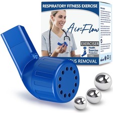 Flutter Valve, Breathing Exercise Device for Lungs, Natural Dark Blue-e