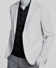 Calvin Klein Men's Gray X Slim-Fit Solid Stretch Sport Coat Suit Jacket Size 38R
