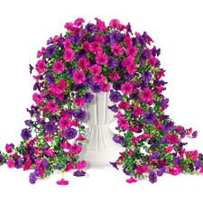 2Pcs Artificial Fake Hanging Basket Plants Silk Flowers Vine Home Decor Outdoor