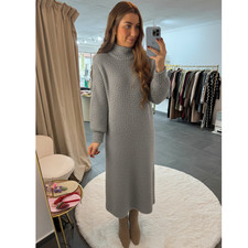 Knitted Dress Womens Long Dress JANA Grey Onesize XS-XL Long Sleeve Ladies Dress Woman