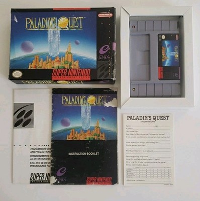 Paladin's Quest Super Nintendo Complete  CIB SNES Box Manual Reg Card * NO MAP