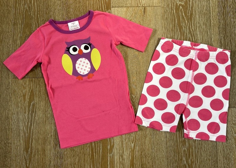 Hanna Andersson Girls Owl 100% Organic Cotton Pajama Size 130/8 EUC