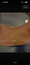 Borbonese borsa a spalla donna in pelle marrone, finiture oro, tracolla