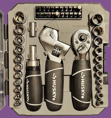 #ad Husky Adjustable Wrench Ratchet Bits amp; Sockets Stubby Tool Set 46 Piece NWB $40.00