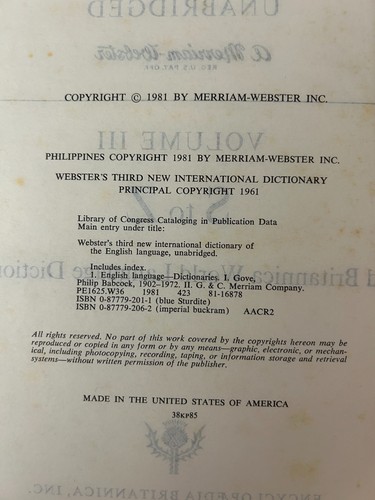 Webster's Third New International Dictionary & Seven Language Dictionary 3 Vols - Picture 17 of 17