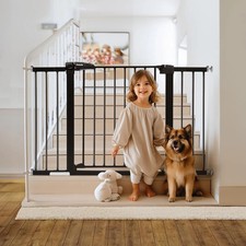 Metal Baby Gate for Stairs Doorways, 29-48" Wide, Pressure Mount, Auto-Close