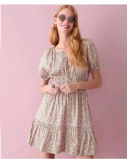 NWT J Crew Scattered Blooms Cinch Waist Puff Sleeve Mini Dress Size XS