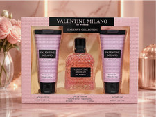 Valentine Milano For Wom Gift Set Eau de Parfum 100ml Body Lotion Shower Gel New