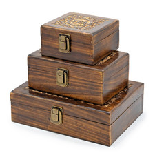 Hand Carved Wooden Tea Storage Box Vintage Decorative Caddy Chest Traditional