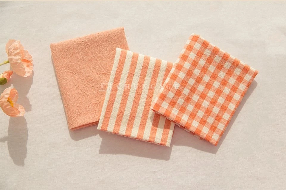 Orange Gingham Cotton Fabric Precuts Bundle Patchwork Quilting Scraps 8mm - Image 2 of 4