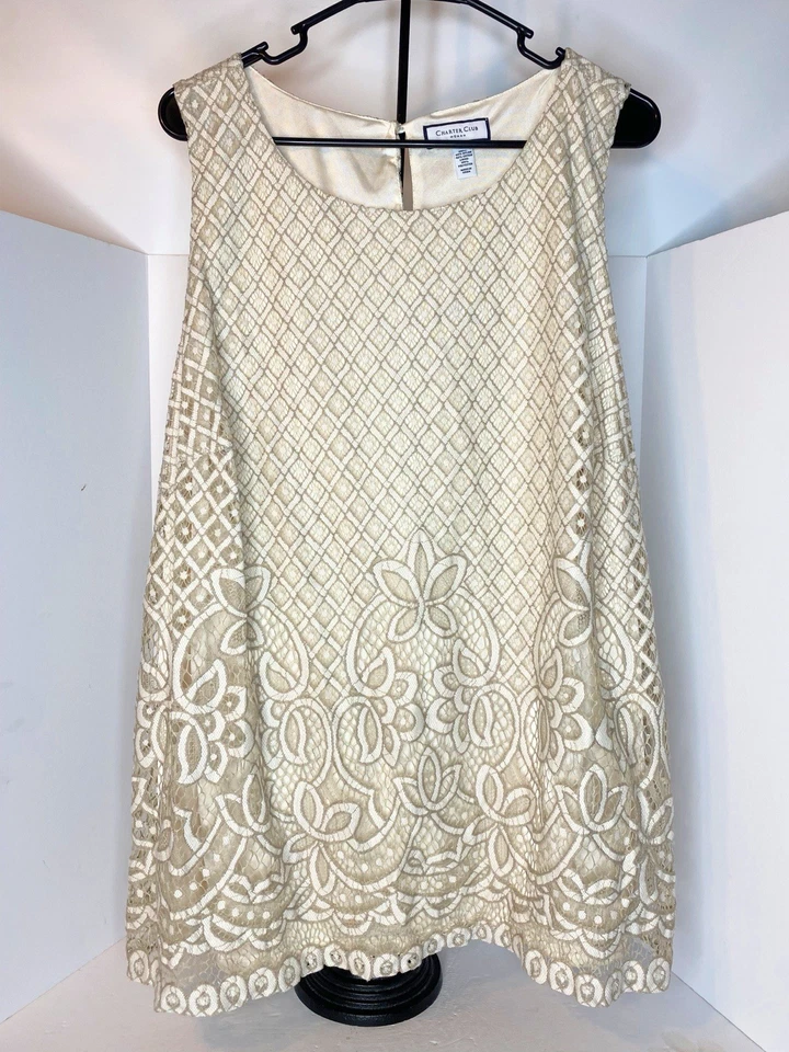 Nuevo top Charter Club para mujer de malla bordada vintage crema talla pequeña 3X Foto 2 de 4