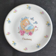 Polly-Anna Fine Bone China Christening Plate Baby Keepsake Made in England