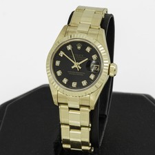 Rolex Datejust Ref. 69178 26mm 18KYG Black Dial Diamond Watch #W3370000-1