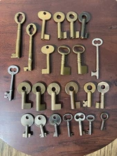 Vintage Brass Hollow Barrel Keys Clock Furniture Skeleton Keys Ornate Antique