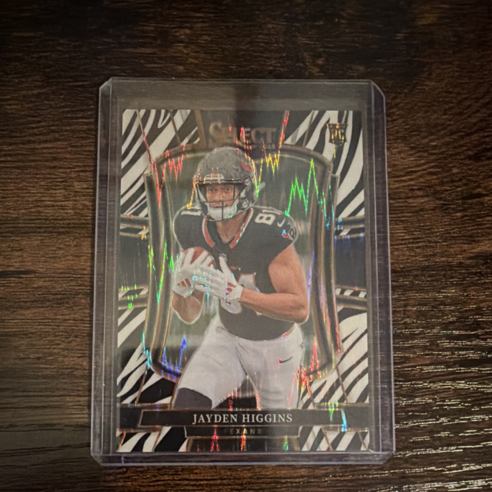 2025 Panini Select Jayden Higgins Texans Zebra Prizm Shock Premier Level #136