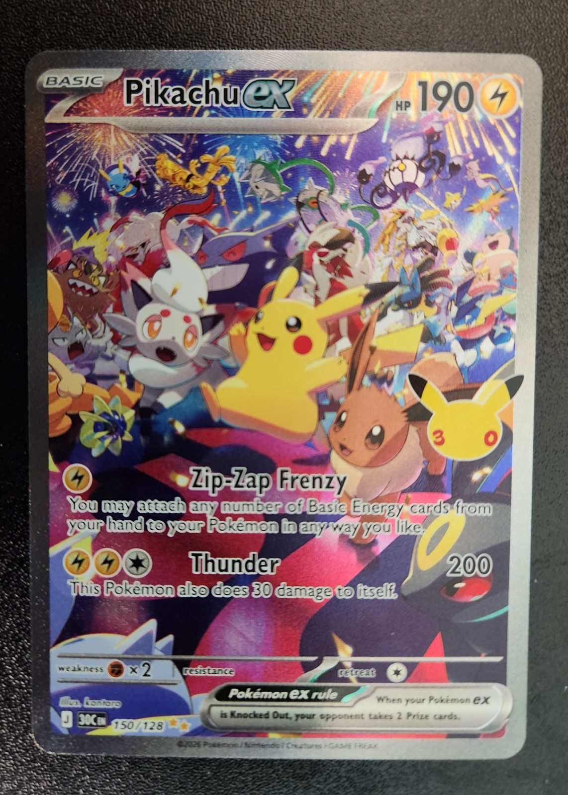 Pikachu 30th Anniversary Celebrations Special Illustration Rare 150/128 30C