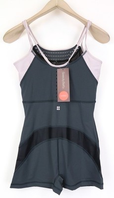 SWEATY BETTY Passe Dance Damen Body XS/S Grau Lila Ärmellos Passform