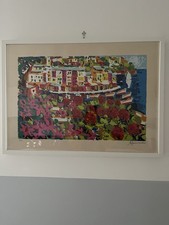 Litografia di Athos Faccincani “Gerani a Portofino” tiratura 1/99 cm 50x70 .