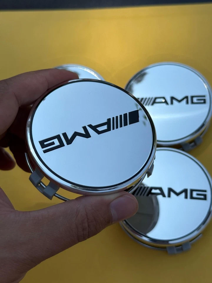 AMG Set of 4 Mercedes Benz CHROME AMG Center Caps 3 Inch/75mm Fits Most Models Foto 2 de 4