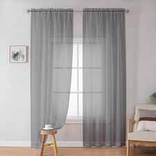 Grey Sheer Curtains 72 Inches Long 2 42"W X 72"L Pack of 2 Charcoal Grey