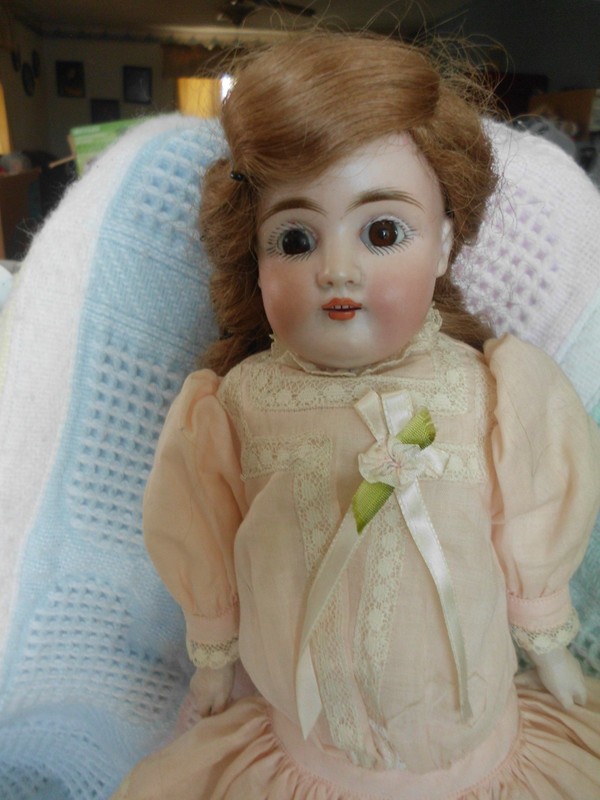 VINTAGE ANTIQUE MADE IN GERMANY DOLL PORCELAIN HEAD LEATHER BODY 14"