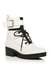 MARC FISHER LTD Womens Ivory 1" Platform Bristyn Leather Combat Boots 8.5 M