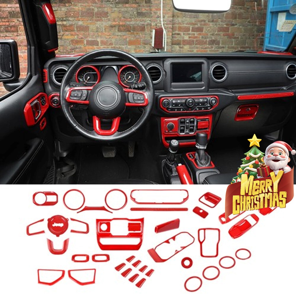 Red Full Interior Accessories Decoration Trim Cover Kit For Jeep