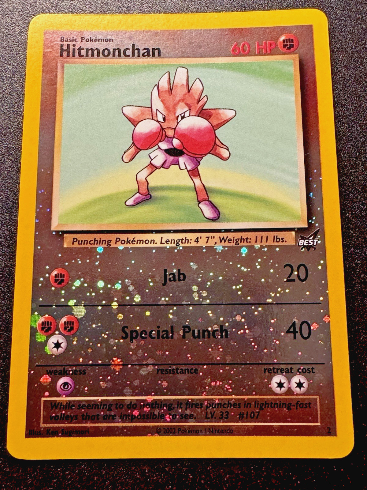 Hitmonchan WoTC Best of Game Promo 2 Pokemon Card Reverse Holo Swirl Near Mint