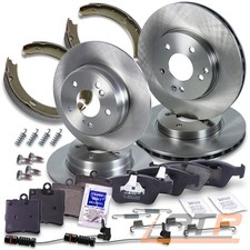 4x BREMSSCHEIBE+BREMSBELÄGE+BREMSBACKEN VORNE+HINTEN FÜR MERCEDES CLK C208 A208