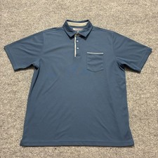 Pebble Beach Dry-Luxe Performance Mens Polo Shirt Size Large Blue Short Sleeve
