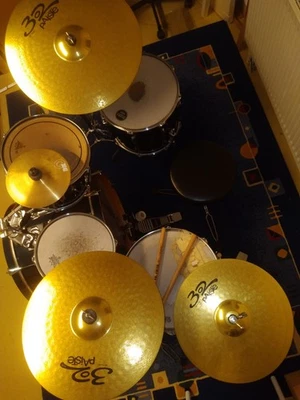Drumset Premier Cabria Fusion nachtblau metallic + Becken-Set Paiste 302 - Bild 1 von 4