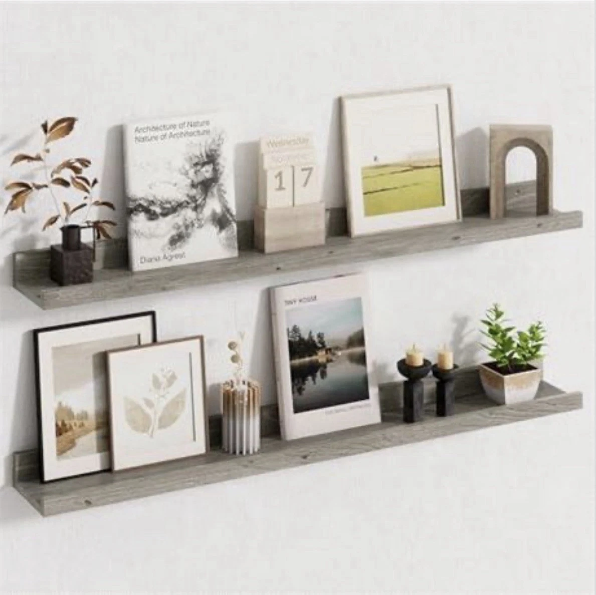 Fun Memories Picture Ledge Shelf, 36 Inch Floating Shelves for Wall, Set Of 2