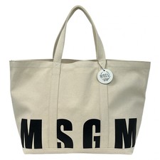 MSGM Cream Canvas Tote Bag