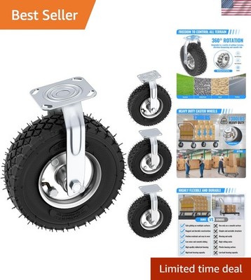 10 Inch Pneumatic Casters Set of 4 2 Swivel/2 Rigid,Heavy Duty Casters,Tolera...