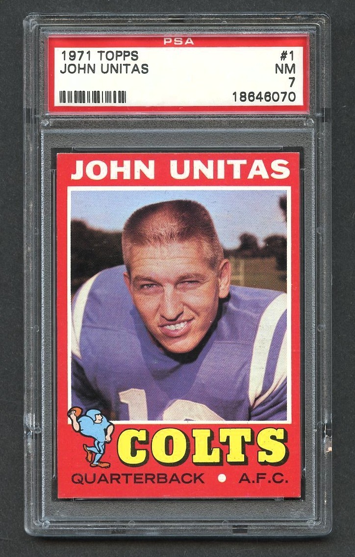1971 Topps Football JOHNNY UNITAS #1 PSA 7 NM Baltimore Colts HOF