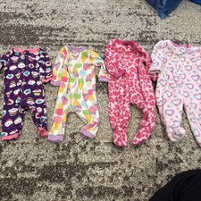 Baby Girl Pajamas 3-6 Months Zip Up With Button Footed/Not Footed Cotton Fleece