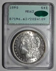 PCGS 1890 Morgan Dollar MS62 and CAC