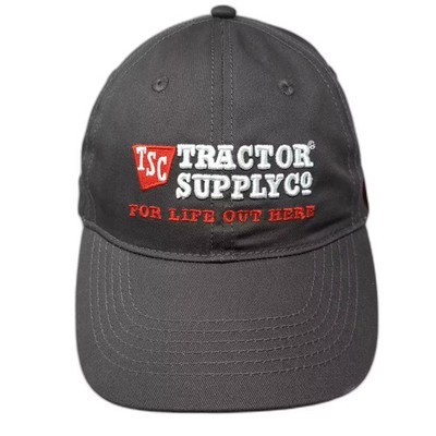Tractor Supply Co Baseball Cap Gray Red OS Slideback Adjustable Embroidered Hat